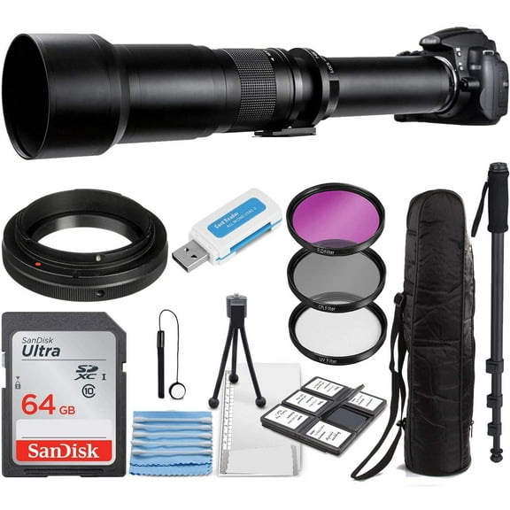 Commander Optics 650-1300mm F/8 Telephoto Zoom Lens for Sony E-Mount Cameras with T-Mount + Accessory Kit