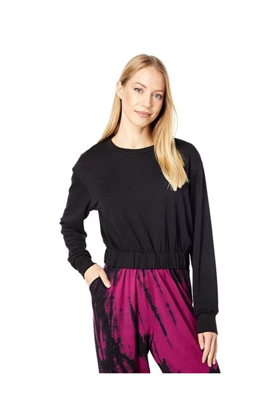 Modern Lounge Sweatshirt Women's Medium Black Pullover Cropped JDM1179