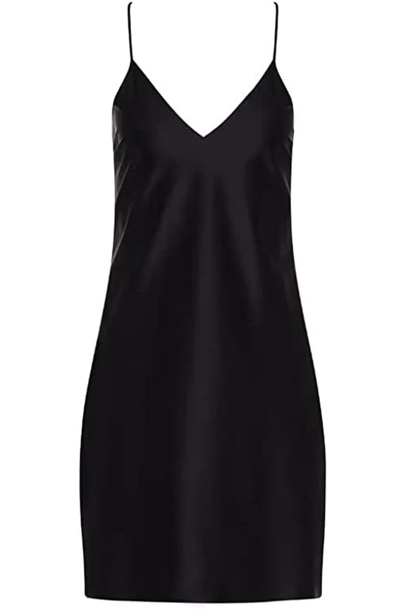 Smooth Satin Full Slip, Size Large in Black