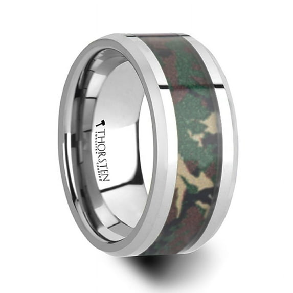 Commando Tungsten Wedding Ring With Military Style Jungle Camouflage Inlay