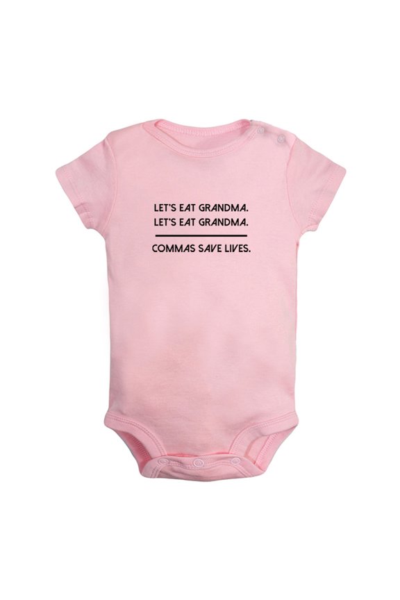 Commas Save Lives Funny Rompers For Babies, Newborn Baby Unisex Bodysuits, Infant Jumpsuits, Toddler 0-12 Months Kids One-Piece Oufits (Pink, 0-6 Months)