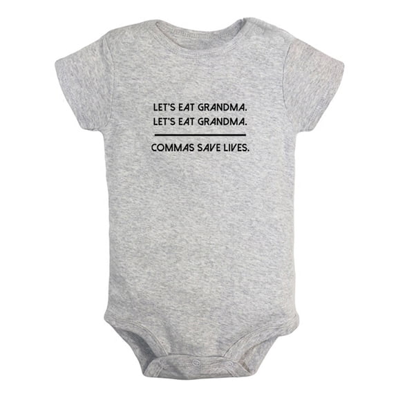 Commas Save Lives Funny Rompers For Babies, Newborn Baby Unisex Bodysuits, Infant Jumpsuits, Toddler 0-12 Months Kids One-Piece Oufits (Gray, 6-12 Months)