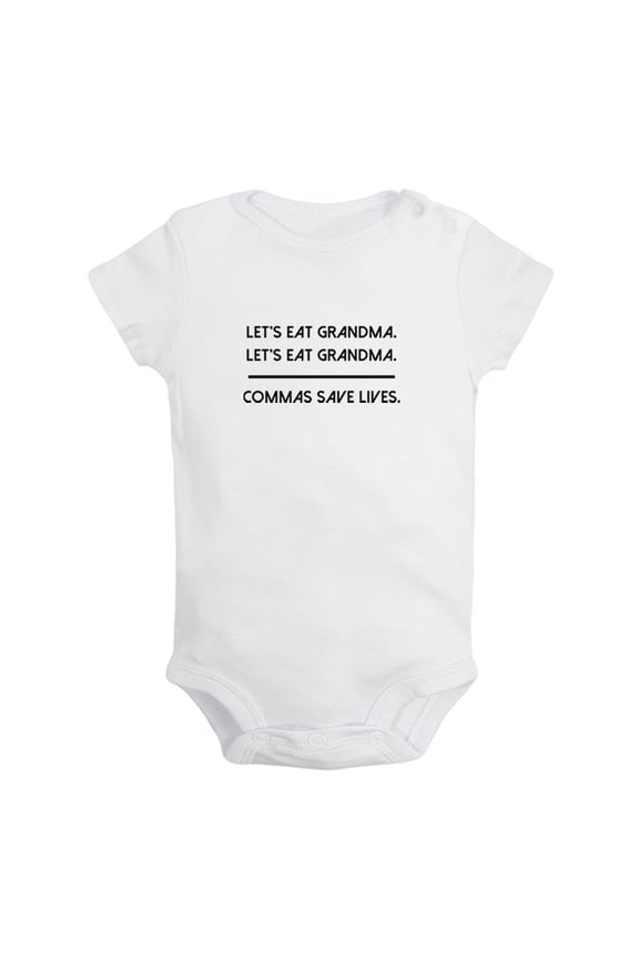 Commas Save Lives Funny Rompers For Babies, Newborn Baby Unisex Bodysuits, Infant Jumpsuits, Toddler 0-12 Months Kids One-Piece Oufits (White, 0-6 Months)
