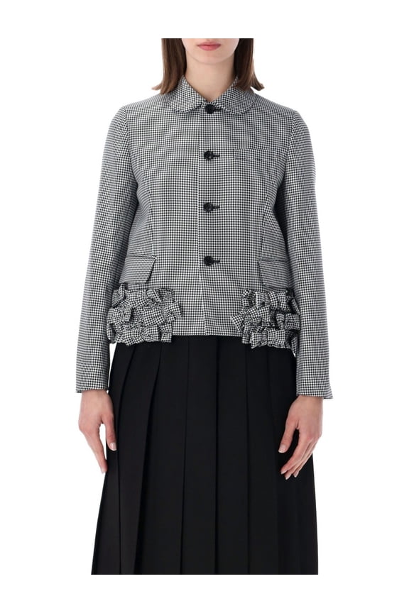 Houndstooth Structured Hem Bows Jacket (Women's)