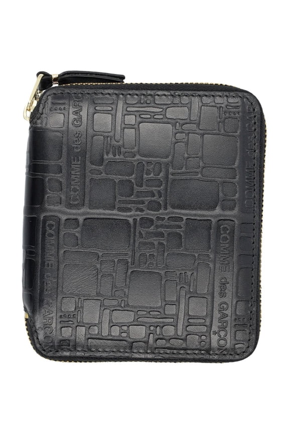 Men's Goffrato Zip Around Leather Wallet Black