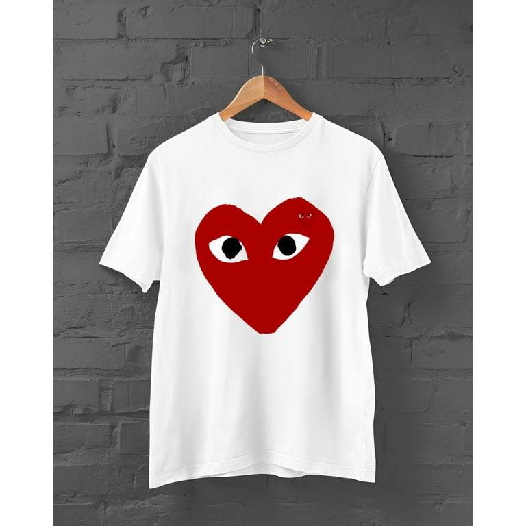 Comme des garcons white shirt red heart online