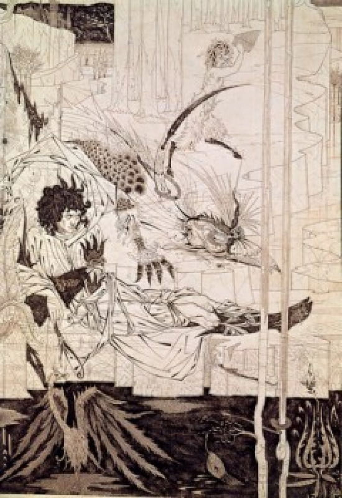 Comme Le Roi Arthur Vit La Bete by Aubrey Vincent Beardsley (1871-1958) Canvas Art - Aubrey Vincent Beardsley (18 x 24)
