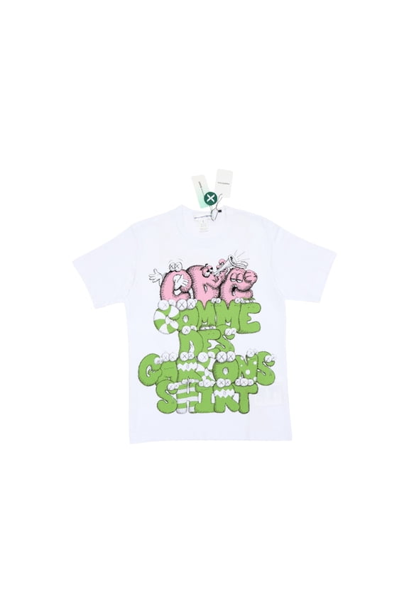 Men's CDG Shirt x KAWS Print T-shirt White/Green/Pink, from StockX
