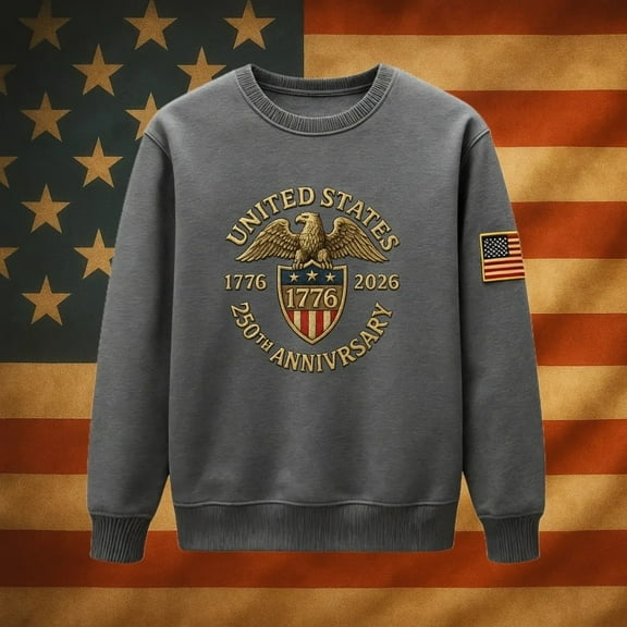 Commemorating the 250th anniversary of the founding of the United States (1776-2026)Autumn retro-style crew neck top,Men's 3D digital print sweatshirt,Unisex