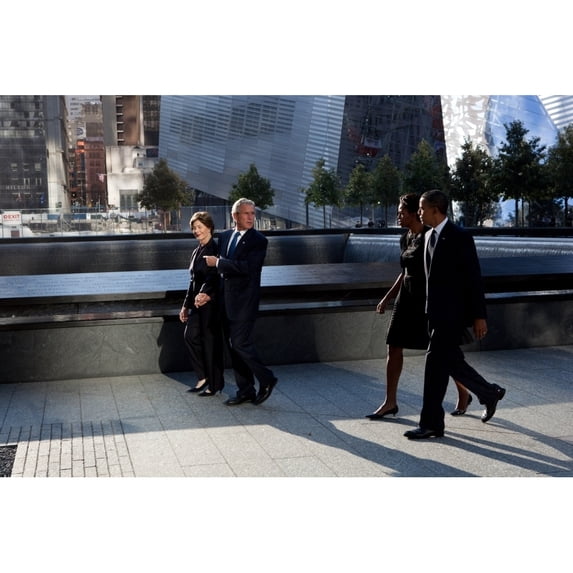 Commemoration Ceremony At The National September 11 Memorial In New York City. President Barack And Michelle Obama