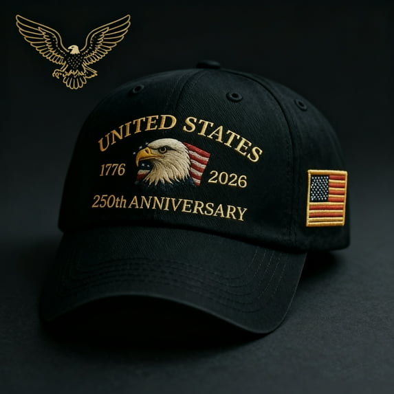 Commemorative Cap Eagle & Flag Embroidery, 250th Anniversary USA Celebration Baseball Hat, Durable Comfortable Fit for All Seasons, Green Color