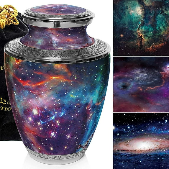 Commemorative Cremation Urns Cosmic Galaxy Metal Urn Large for Human Ashes