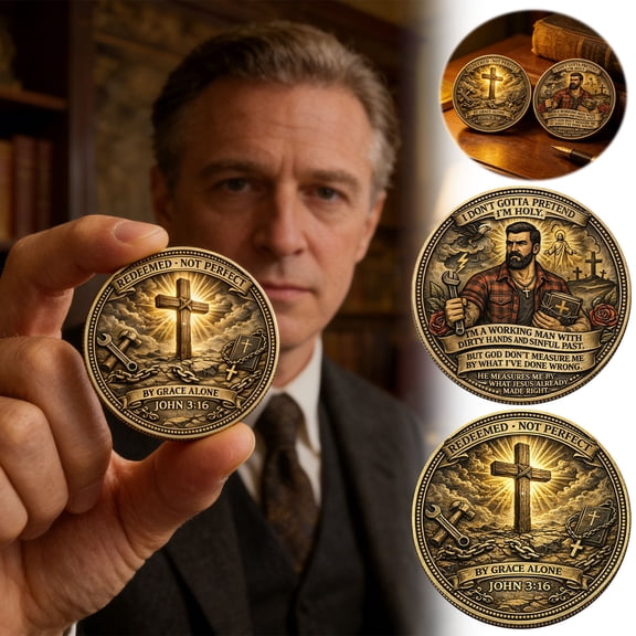 Commemorative Gift Ornament, Metal Collectible Coin, Engraved Protection Relief, Thoughtful Holiday Birthday Baptism Gift, Unique Keepsake for Celebration and Collection colorful