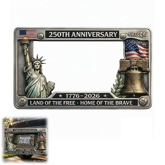 Commemorative License Plate Frame, Historic Car Tag Frame with Patriotic Design, Aluminum License Plate Holder Fits Standard Vehicles(1PC)