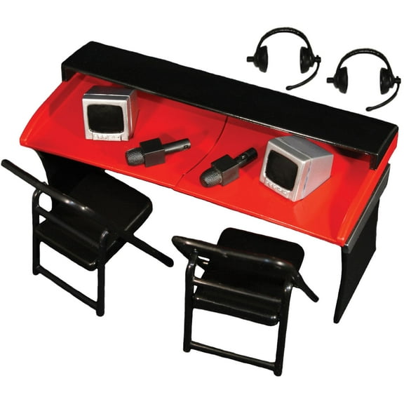 Commentators Playset (Red) - Ringside Exclusive Ringside Collectibles Wrestling Action Figure Accessories