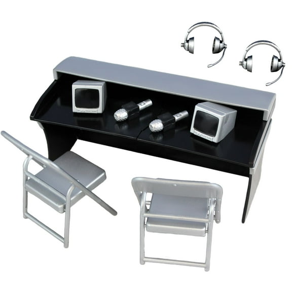 Commentators Playset (Silver) - Ringside Exclusive Ringside Collectibles Wrestling Action Figure Accessories