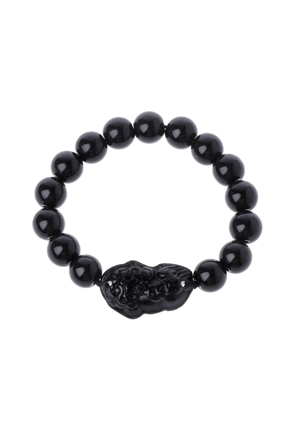 Commerce Black Obsidian Stone Pixiu Pi Yao Bracelet Bangle with Pixiu Attract Wealth and Good Luck for Home Decorations