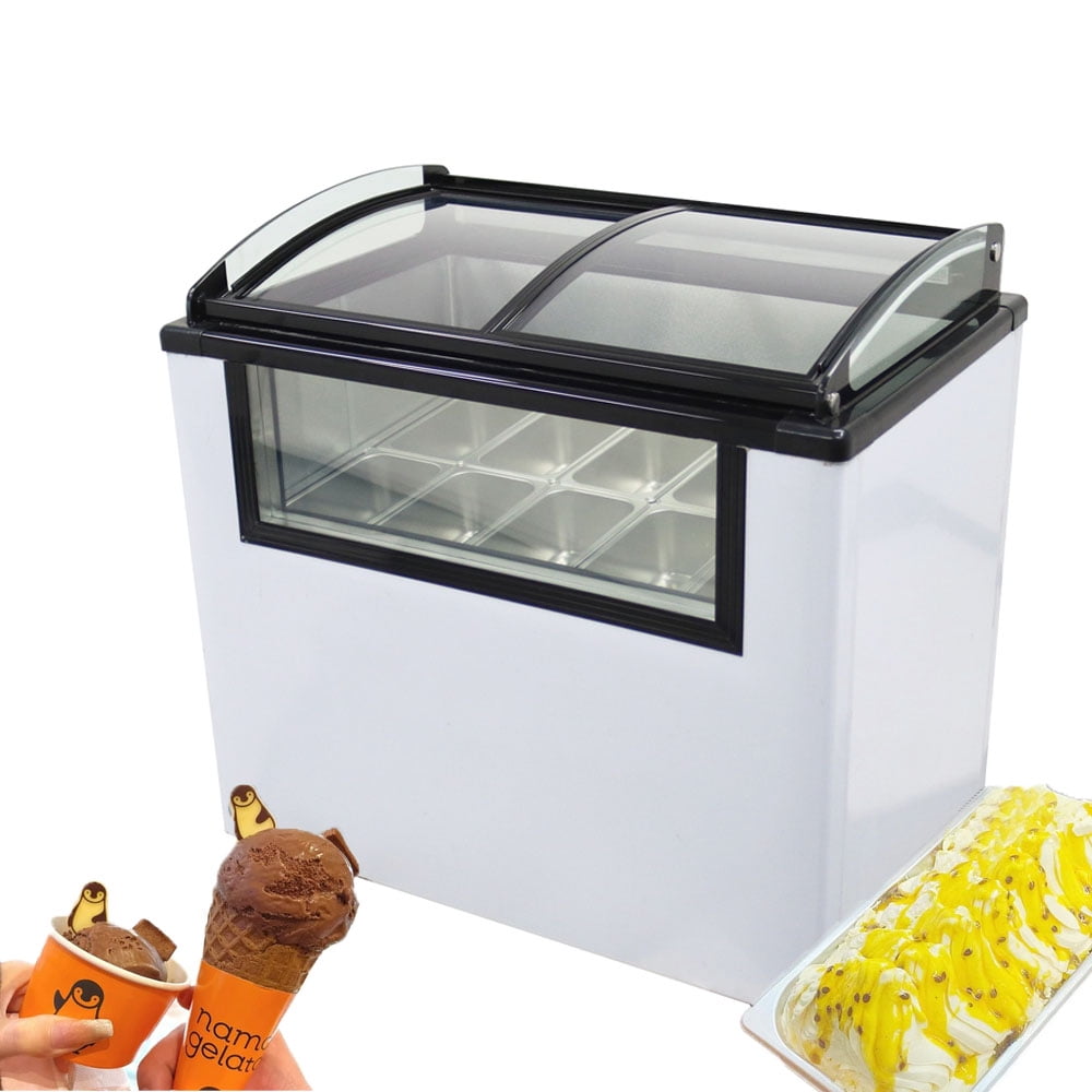 Commercial 10 Pan Freezer Ice Cream Chest Refrigerator Display Case Chamber Showcase Freezer 135L