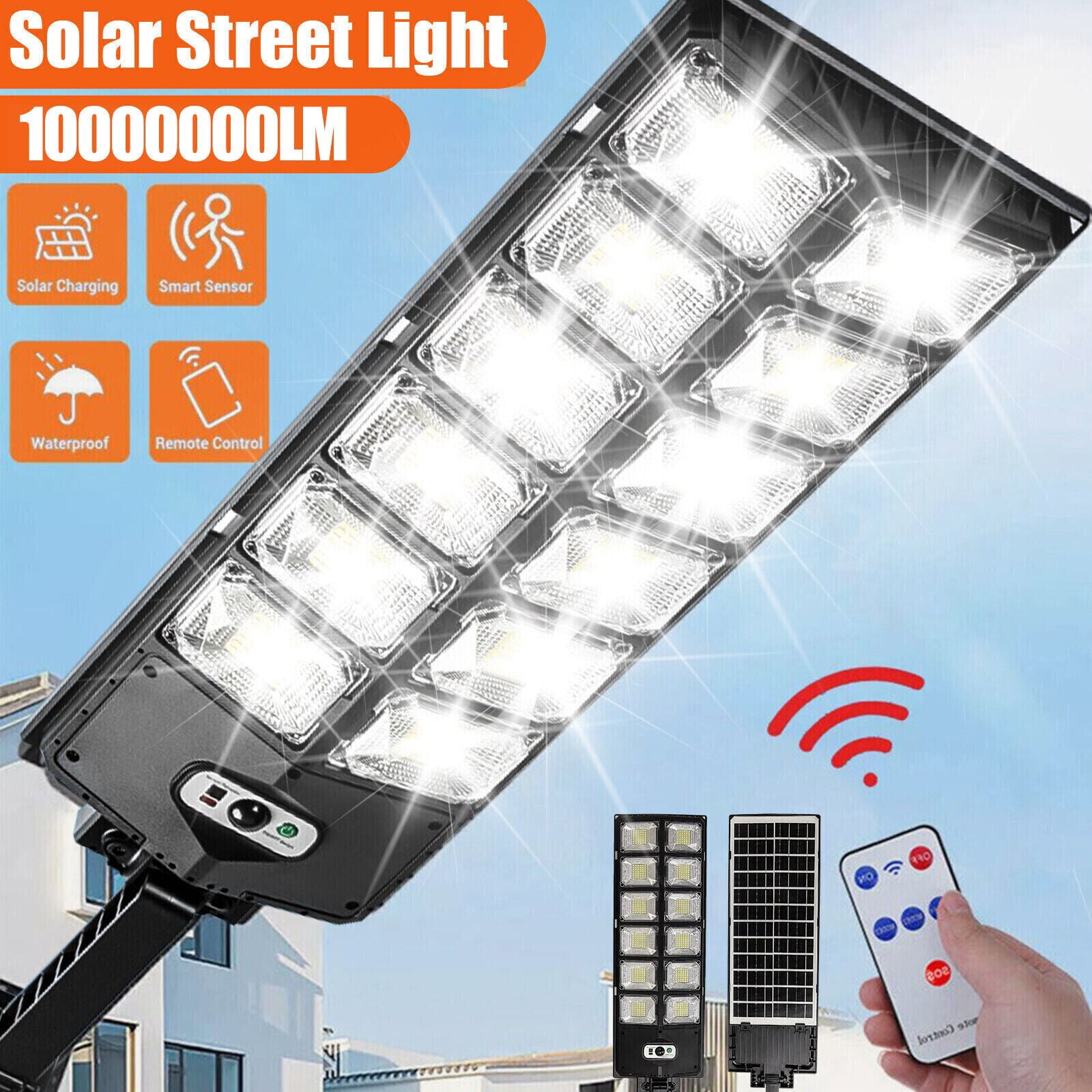 Outdoor Solar Street Light Motion Sensor Lamp Commercial Dusk To Dawn Road Lamp