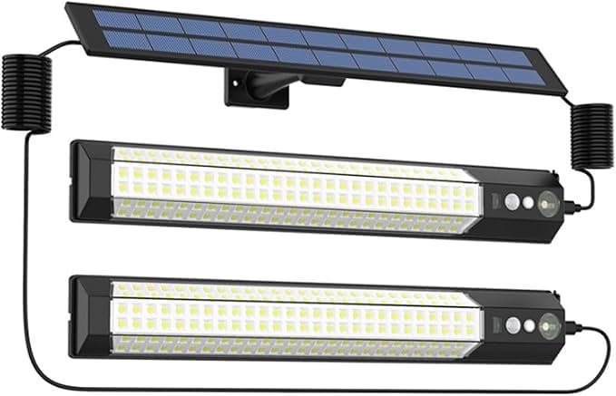 Solar Pendant Light Dual Head with Remote, 3 Lighting Modes, Motion Sensor Outdoor Hanging Camping Light, Waterproof Solar Shed Lights for Patio, Barn, Garage, Camping, Workshop