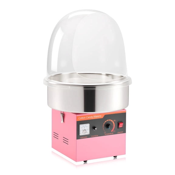 Commercial 1000W Electric Cotton Candy Machine with Stainless Steel Bowl Sugar Scoop and Cover Ideal for Home Carnival Birthday Party Pink
