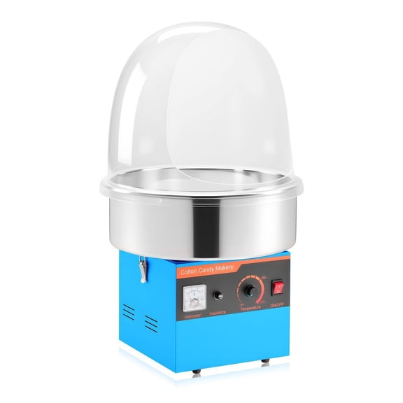 Commercial 1000W Electric Cotton Candy Machine with Stainless Steel Bowl Sugar Scoop and Cover for Home Carnival Birthday Party Blue