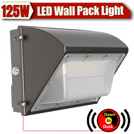 Commercial 125W LED WALL PACK Lights DUSK TO DAWN Outdoor Area Security Lighting