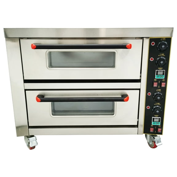 Commercial 16" Convection Baking Oven Pizza Oven Movable Double-decker with Universal Wheels 220V
