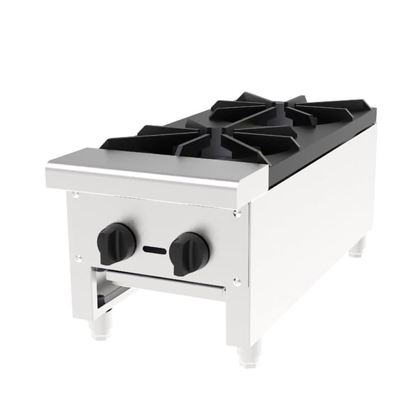 Commercial 2-Burner Gas Stove, 56,000 BTU Stainless Steel Countertop Hot Plate, Natural Gas & Propane Compatible