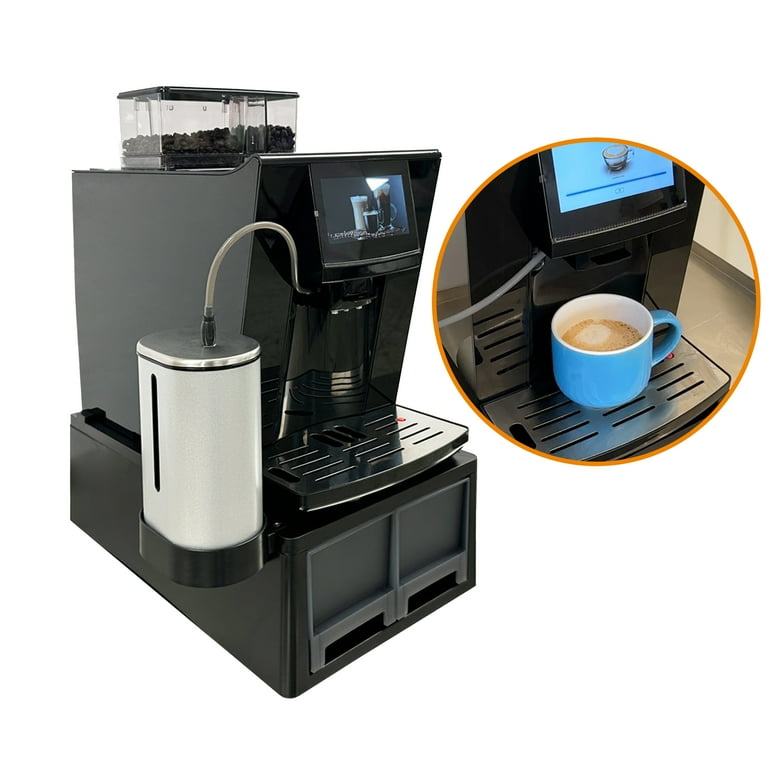 Commercial 20 Cup Black Fully Automatic Espresso Coffee Machine 750g beans container