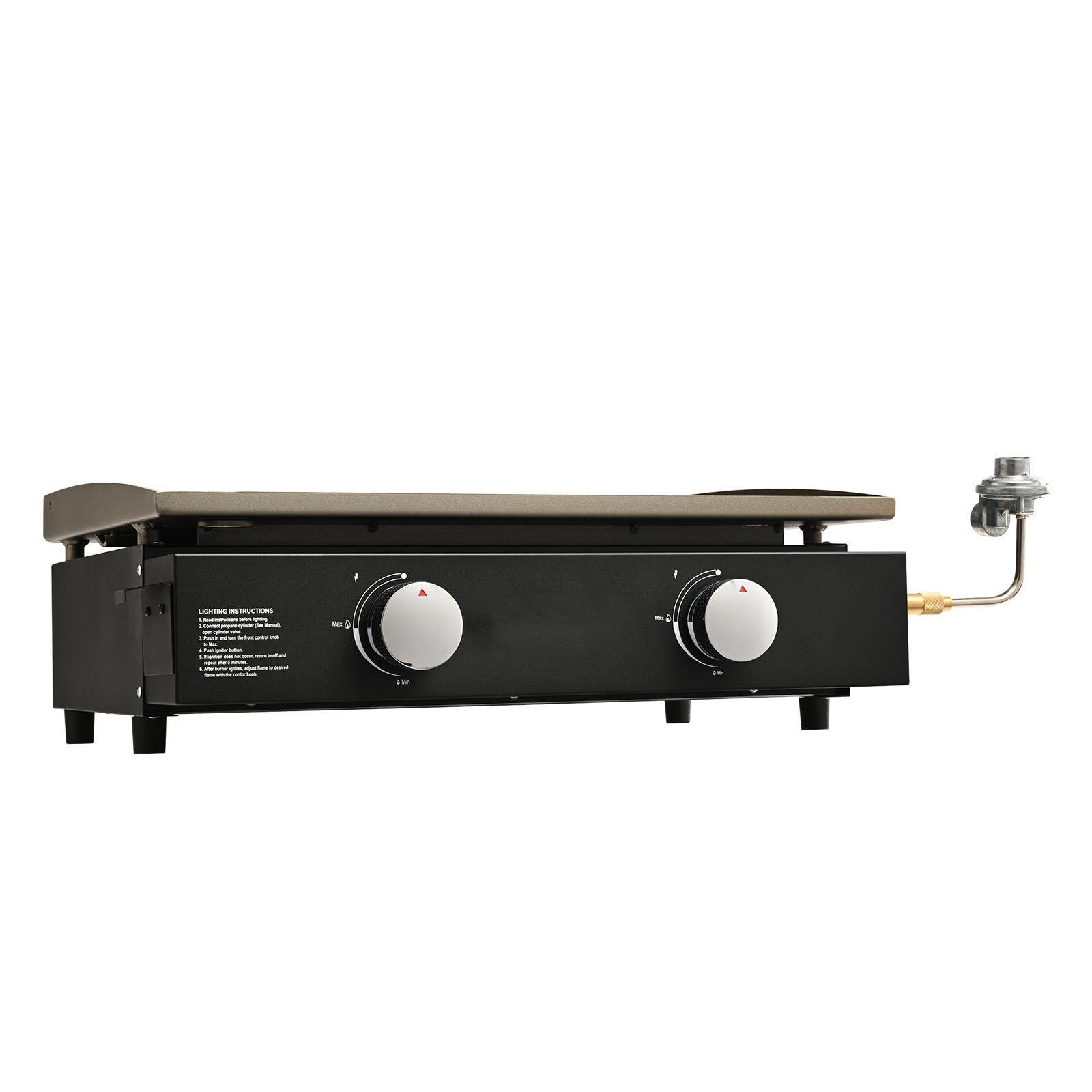 Commercial 22.4 Inch Heavy Duty Manual Flat Frying Pan with Non Stick Cooking Plate H Type Burner 13000 BTU Portable Restaurant Gas Oven