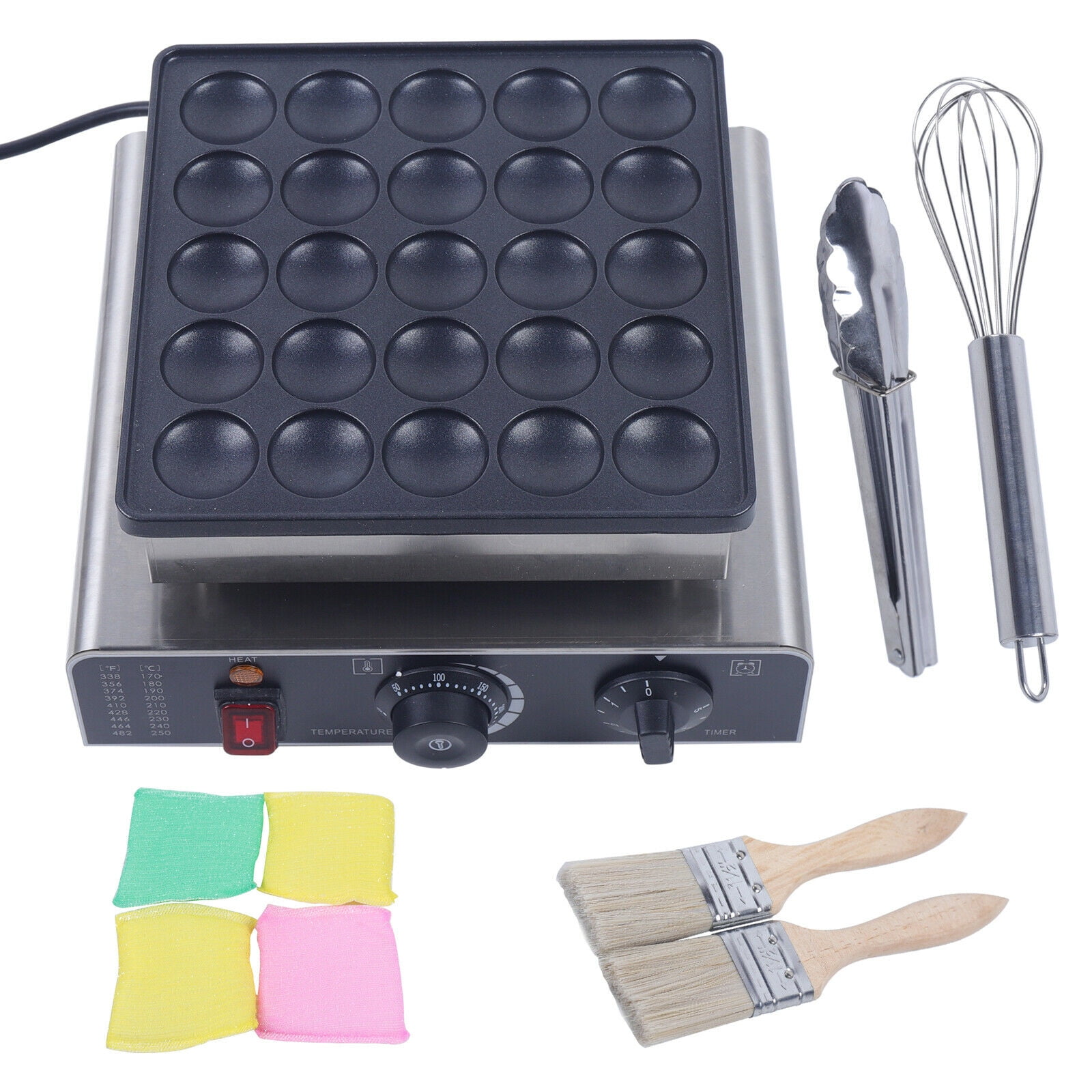 Commercial 25 Hole Mini Dutch Pancake Baker Nonstick Waffle Maker