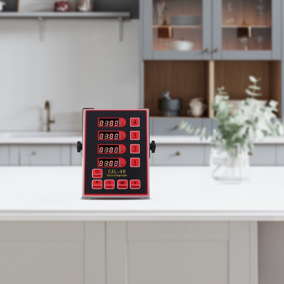 Commercial 4 Channel Digital Kitchen Timer Deep Fryer Timer Food Cooking AC110V 6.69*5.12*1.38in for Homes, Commercial Restaurants