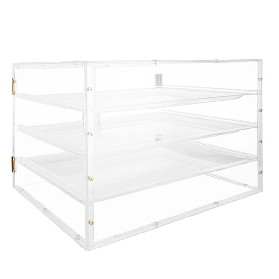 Commercial 4-Tier Acrylic Bakery Display Case with Rear Door, Clear Countertop Pastry Cabinet for Cake Cookie Donut Party