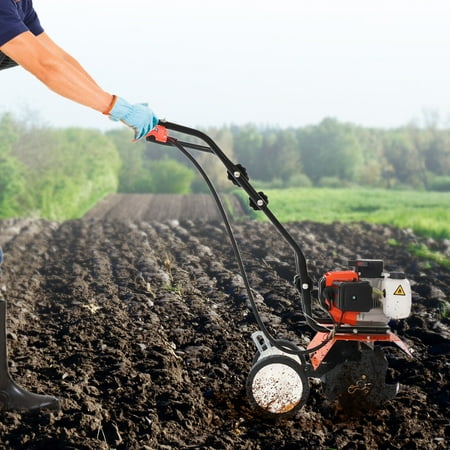 Commercial 43CC Heavy Duty Tiller Gas Powered Tiller Soil Cultivator 2 Stroke 1.25kw 8500rpm Used in Vegetable Gardens, Orchards for Loosening and Weeding