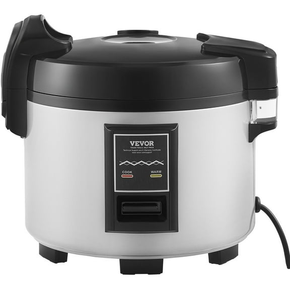 Commercial 45-Cup Rice Cooker with 12-Hour Warmer - 9 Qt Large Capacity Nonstick Pot for Restaurant, Catering & Events