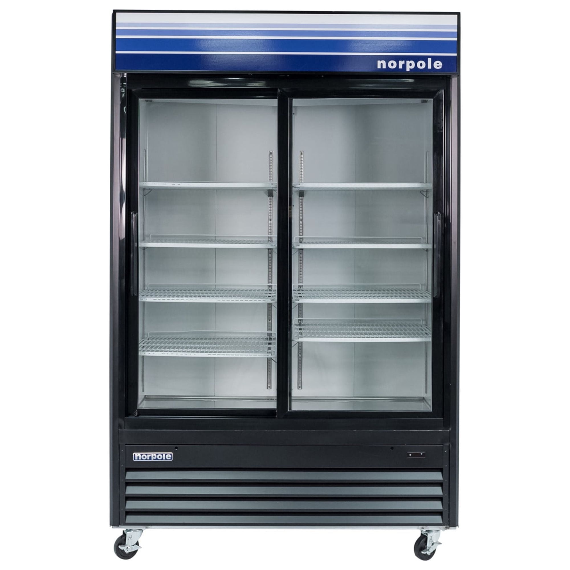 Norpole Commercial 45 cu. ft. 2-Sliding Glass Door Refrigerator in Black in Black