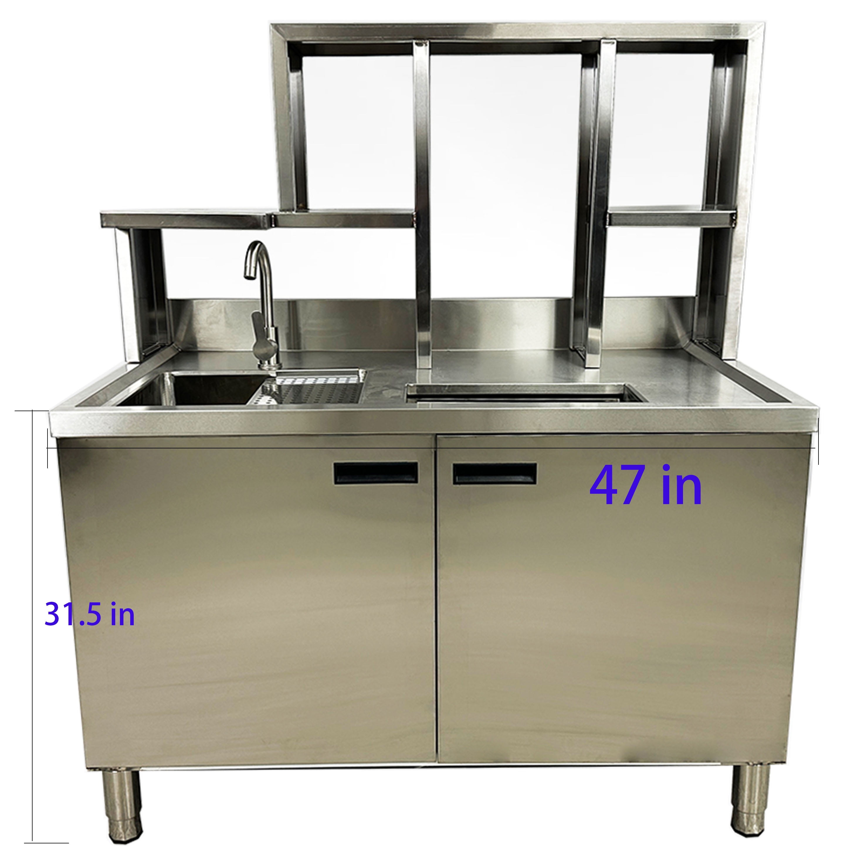 Commercial 48 inch stainless steel water bar table milk tea shop equipment operating table BAB48