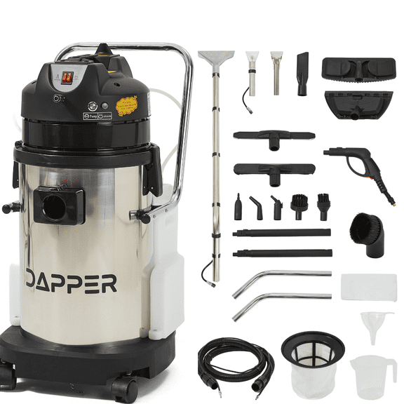 Commercial 5-in-1 Wet/Dry Vacuum & Steam Cleaner, Carpet & Upholstery Extractor, 100 PSI, 176F Steam, 8 Gal. Recovery Tank, 2-Year Warranty