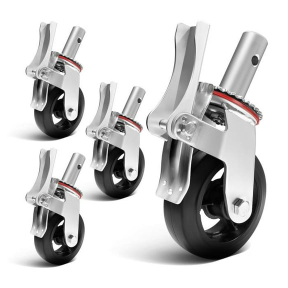 Commercial 6" Steel Casters, Dual-Lock Stability System, Universal Bolt Design, 4400 lb Capacity, Set of 4, for Plate Trailer, Restaurant Carts, Home Storage