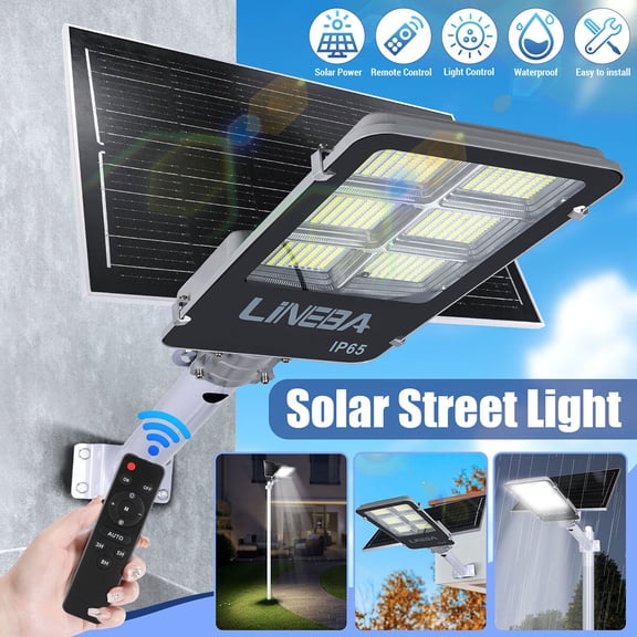 Commercial 60000000LM LED Outdoor Dusk to Dawn Solar Street Light Road Area Lamp
