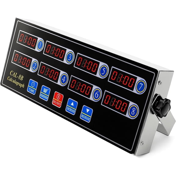 Commercial 8 Channels Digital , Stainless Steel Calculagraph Timer with Loud Alarm for Restaurant, Clock Reminder on Multiple Events