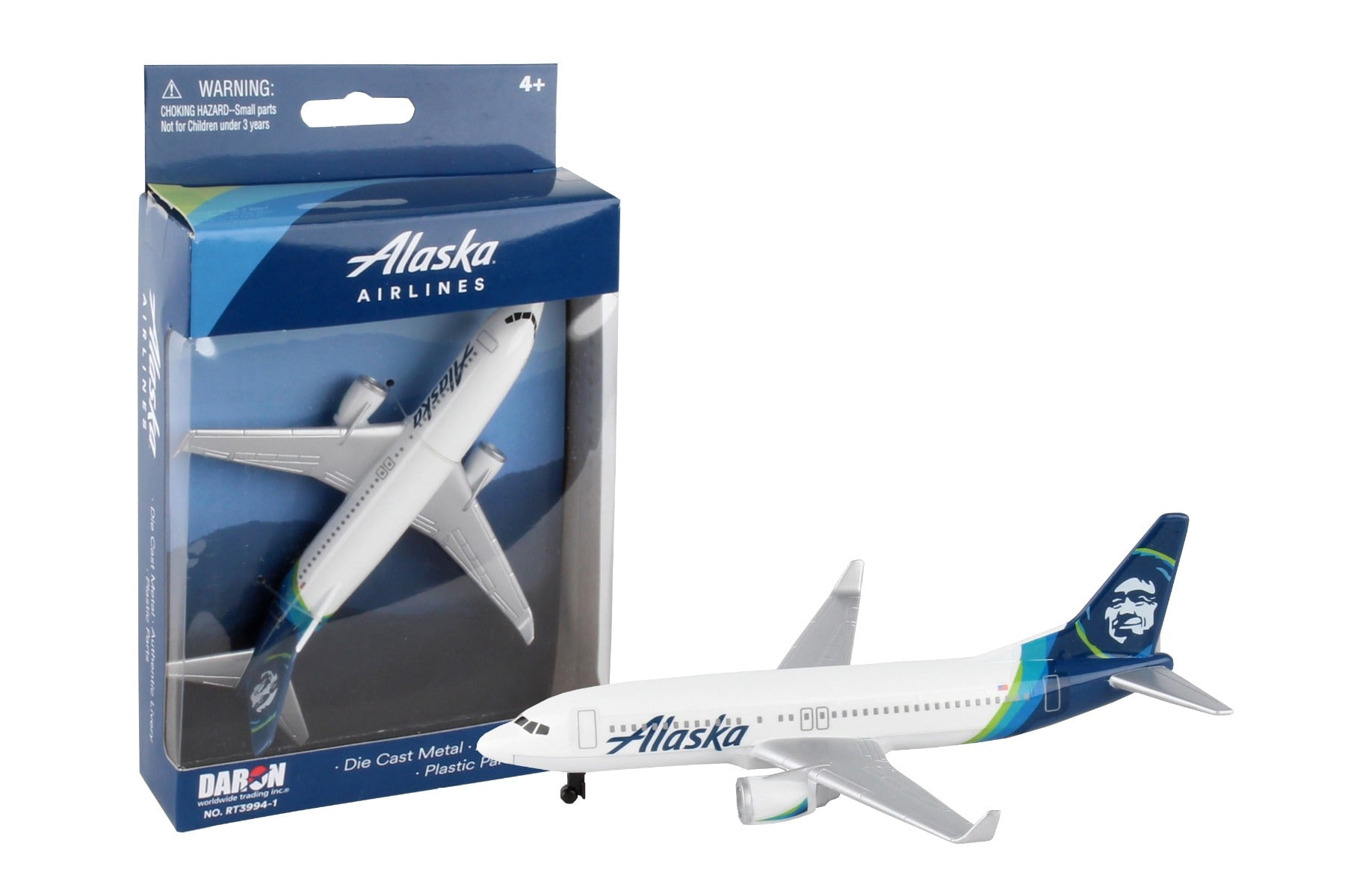 Commercial Aircraft "Alaska Airlines" White with Blue Tail Diecast Model Airplane by Daron