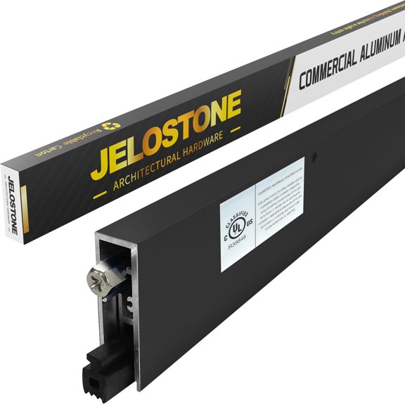 Commercial Automatic Door Bottom, Matte Black Anodized, 5/8W x 36''L x 1-7/8H, Aluminum Automatic Door Bottom, Surface Applied or Semi-Mortise, with Neoprene Insert, JS-4131RL