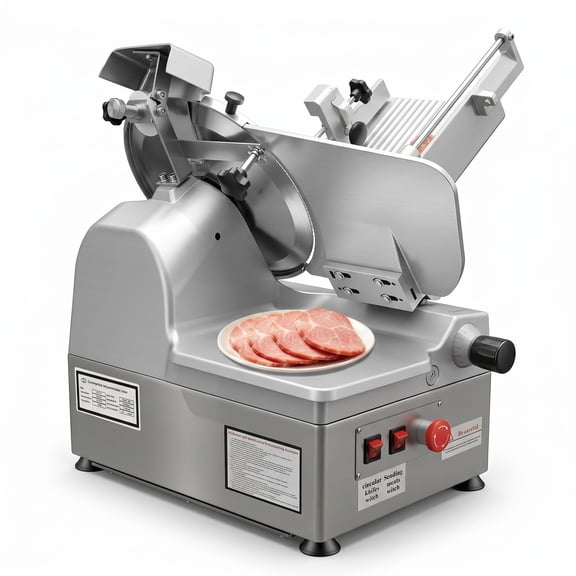 Commercial Automatic Meat Slicer, 550W 633RPM Meat Slicer Machine for Commercial Kitchen, Electric Food Slicer with 10 in Sharp Carbon Steel Blade, 0-0.43 in Adjustable Thickness, Safety Lock