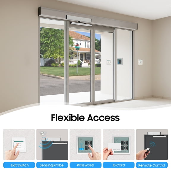 Commercial Automatic Swing Door Opener, Aluminum Alloy Automatic Door Operator with ObstacleDetection AntiPinch Safety Function, PushtoOpen Mode with Remote Controls for Wooden Doors, Steel Doors