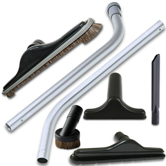 Commercial Backpack Vacuum Attachment Kit 1 1/2" - Compatible with ProTeam, Tennant, Sandia, Powr-Flite & More - with Aluminum S-Wand, Hard Floor Tool, Crevice Tool, Dust & Upholstery Brush 7-Pack