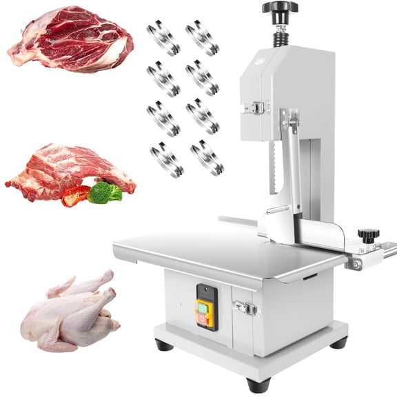 Commercial Bandsaw Machine, 1500W Electric Bone Saw Machine, 19x14" Stainless Steel Worktable, Cuts 0.04-5.0" Thickness, Frozen Meat Cutter for Rib Pork Beef Butchering