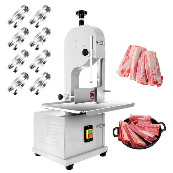 Commercial Bandsaw Machine, 2000W Frozen Meat Cutter with 8 Saw Blades, Electric Meat Bone Saw Machine with 0.04"-8" Height & 19.3"x15.3" Workbench, Table Sawing for Meat Processing Plants