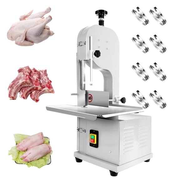 Commercial Bandsaw Machine, 2500W Electric Bone Saw Machine, 20x16" Stainless Steel Worktable, Cuts 0.04-8" Thickness, Frozen Meat Cutter with 8 Blades Included, for Rib Pork Beef